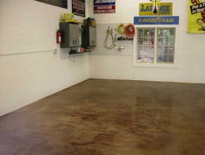 polished stain concrete garage flooring