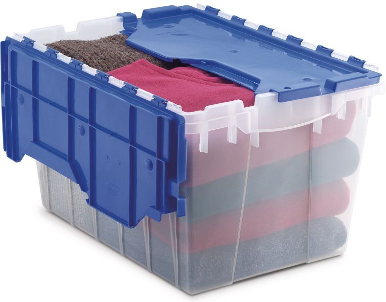 Plastic Shipping/Storage Tote With/Attached Lid