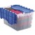 12 Gallon Plastic Storage KeepBox with Attached Lid - Semi clear with blue lid