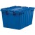 Attached Lid Container Plastic Storage and Distribution Tote with Hinged Lid